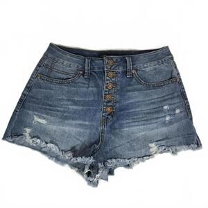 Sincerely Jules High-Waisted Distressed Denim Shorts